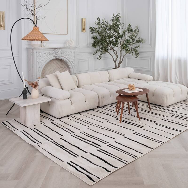 Rug Branch Domus Abstract Indoor Area Rug, Cream Black - 8