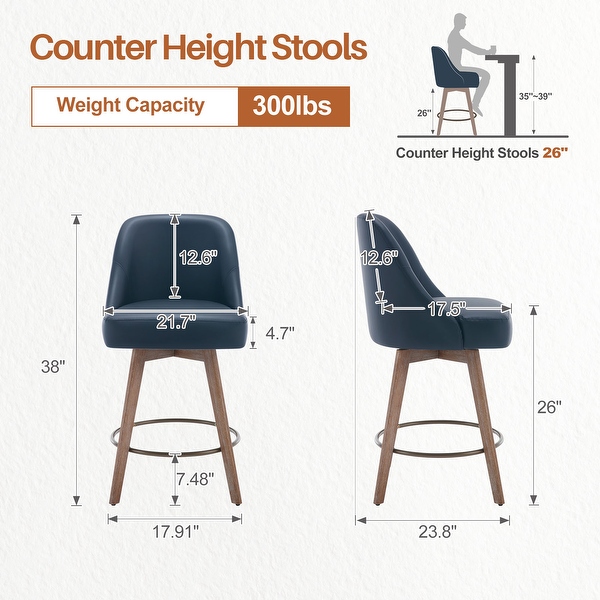 26 Counter Height Swivel Bar Stool Upholstered Counter Stools 23.8 D x 21.7 W x 38 H On Sale Bed Bath Beyond 39997587