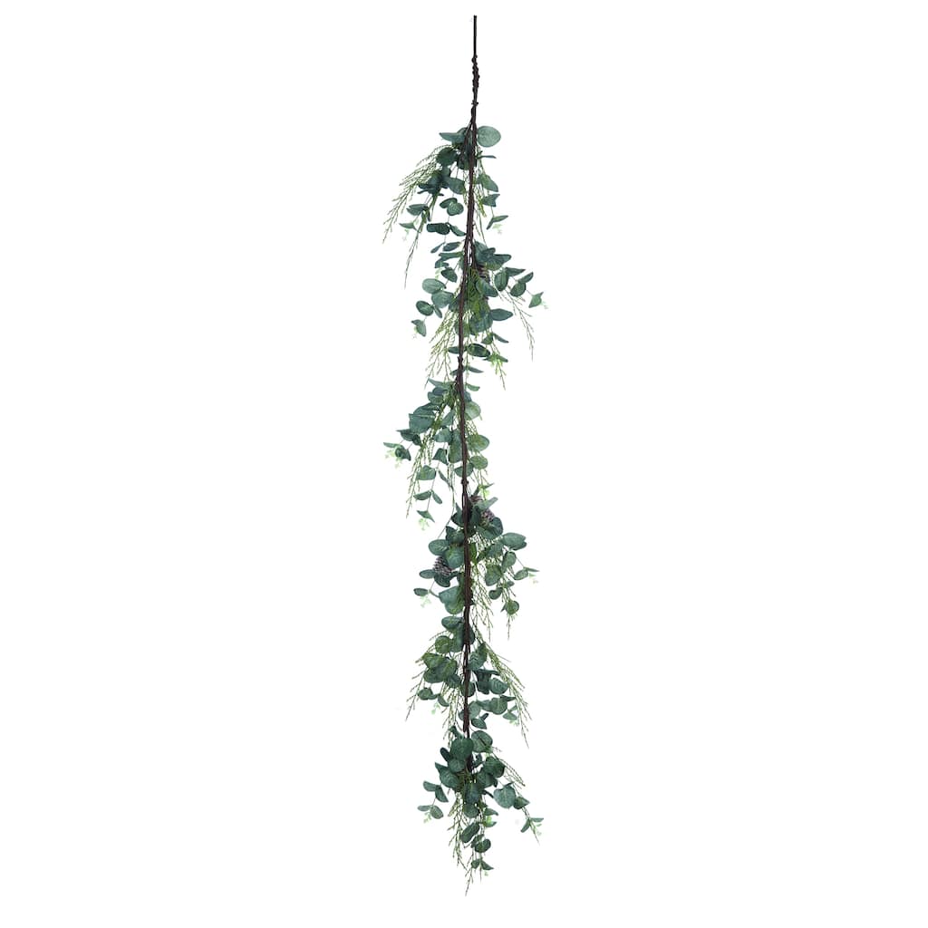Transpac Synthetic Fabric 60 in. Green Christmas Eucalyptus Leaves Garland