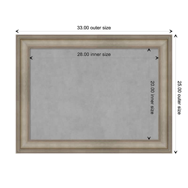 Amanti Art Mezzanine Antique Silver Narrow Framed Magnetic Board - Board Size 28x20