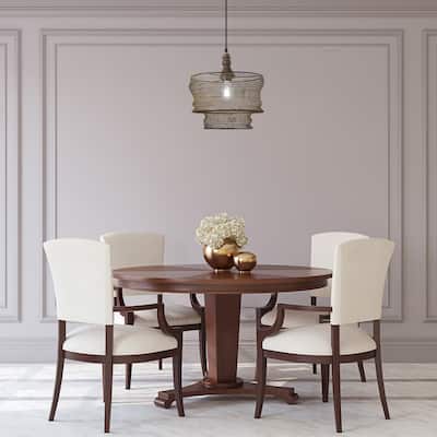 Cierra River of Goods Bronze Metal and Wood 12-Inch Pendant Light with Adjustable Hanging Cord - 12" x 12" x 11.5/70.5"