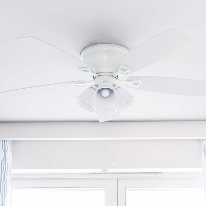 52" Honeywell Glen Alden White LED Indoor Ceiling Fan with Light & Pull Chain - White - Pull Chain