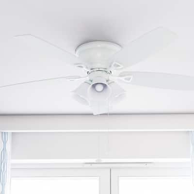 Honeywell Glen Alden 52" White Low Profile LED Ceiling Fan with Light
