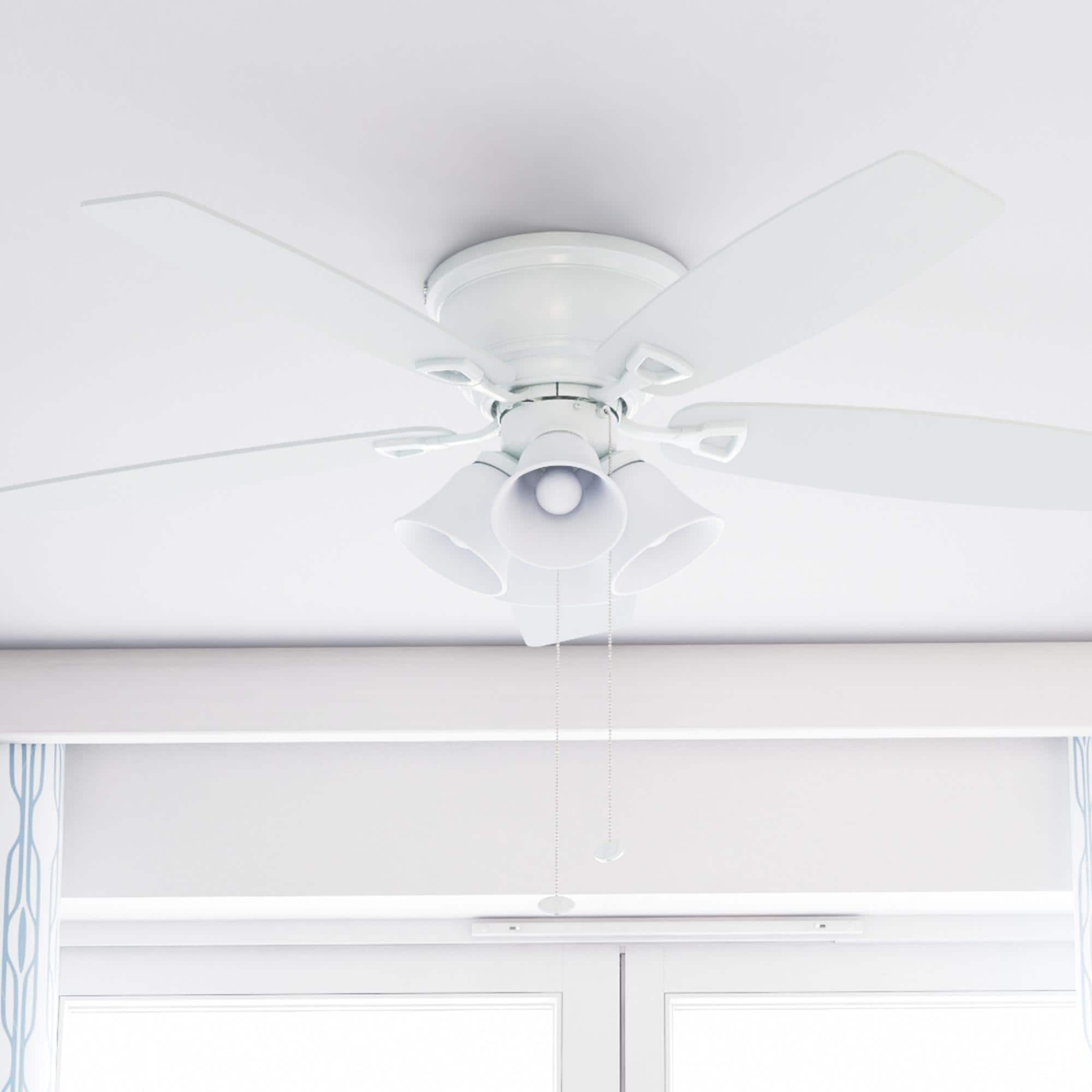 52" Honeywell Glen Alden White LED Indoor Ceiling Fan with Light & Pull Chain