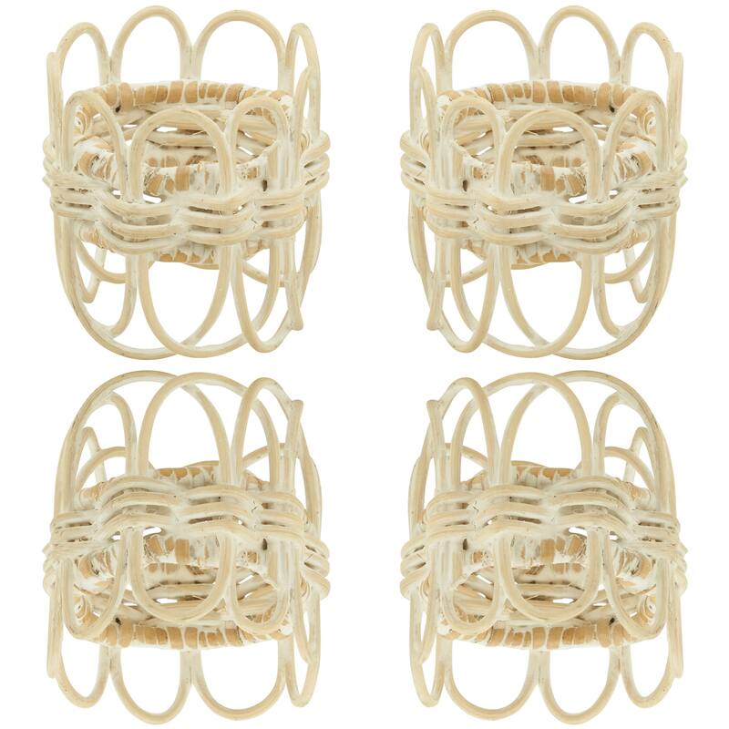 Twisted Design Rattan Napkin Rings (Set of 4)