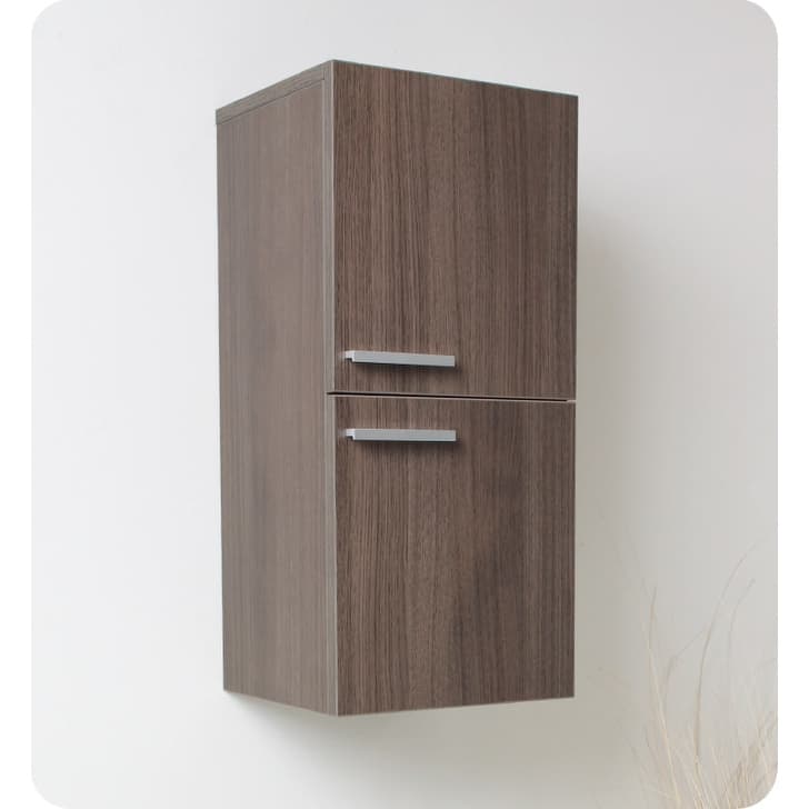 Fresca 27" Wall Mounted Bathroom Linen Cabinet with Two Storage Areas - Gray Oak