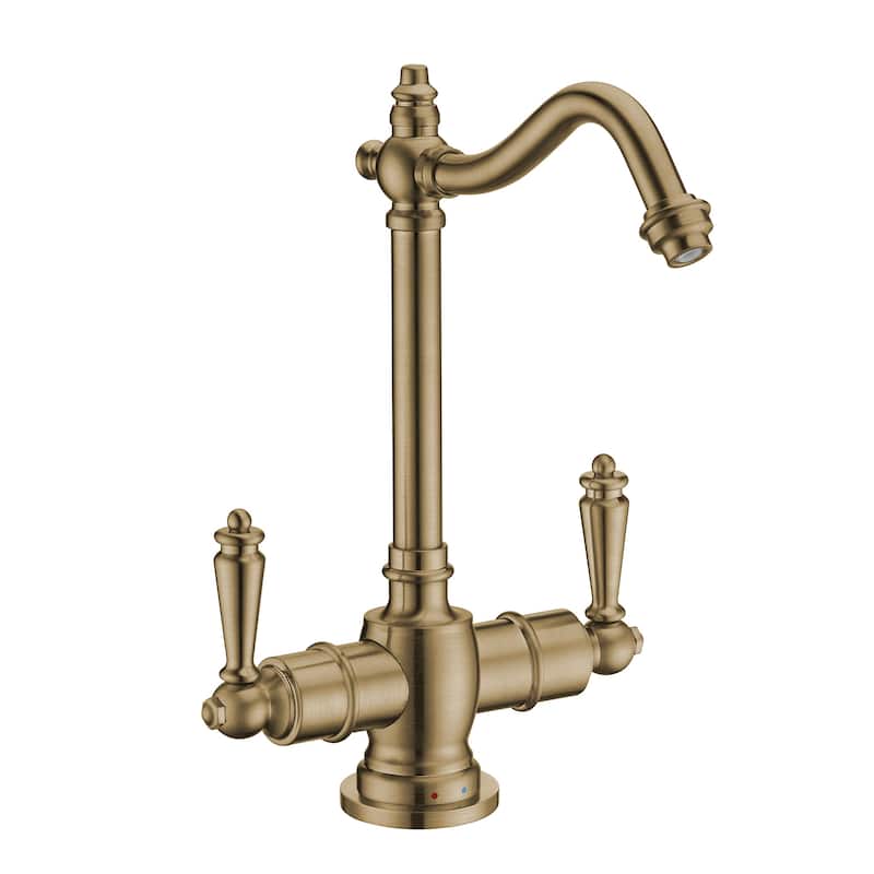 Whitehaus Collection Point of Use Instant Hot/Cold Water Drinking Faucet with Traditional Swivel Spout - Antique Brass