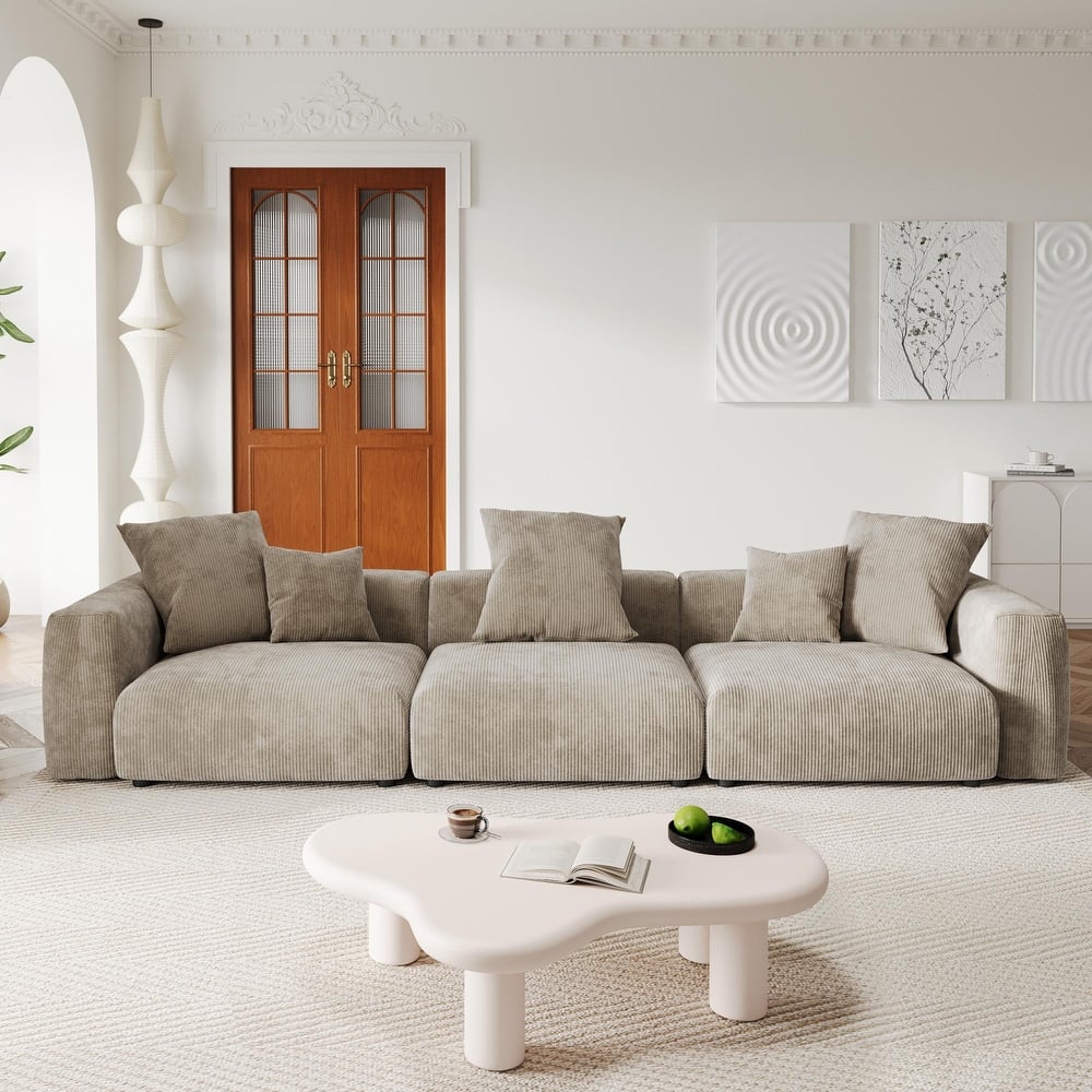 142" Luxurious Sectional Couch Sofa with 5 Pillows