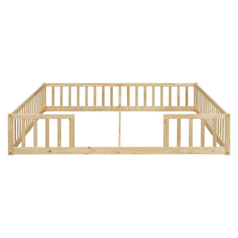 Nestfair Double Twin Floor Bed with Fence, Guardrails, without door
