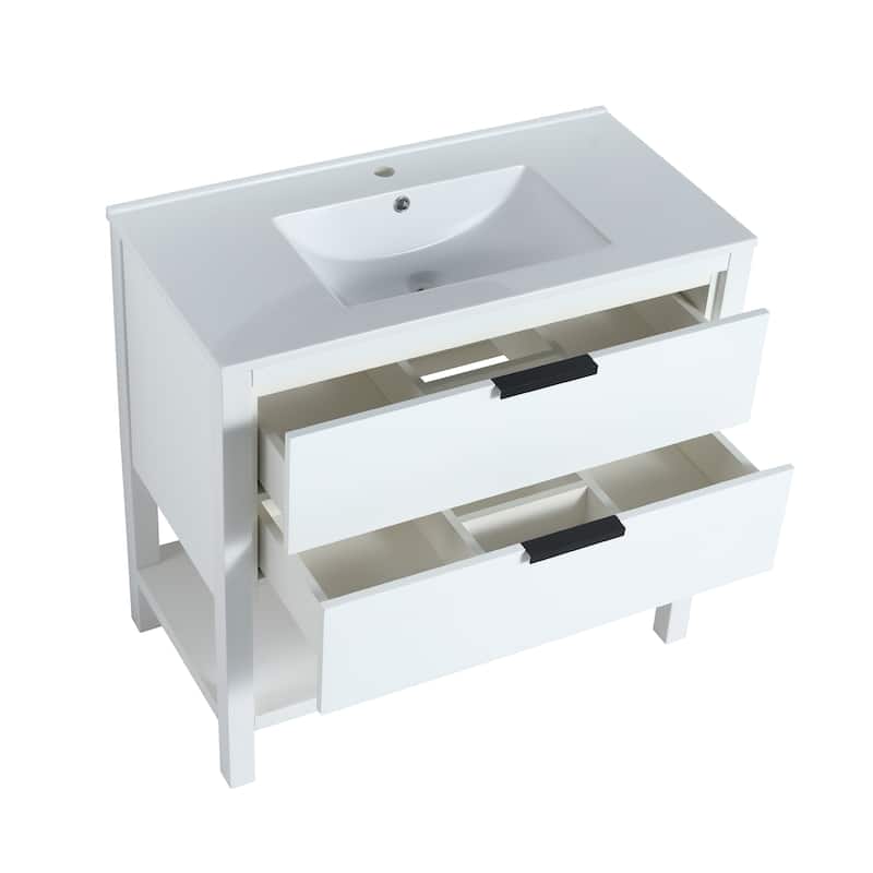 Beingnext 30"/36" Bathroom Vanity with Sink, Single Sink Freestanding Bathroom Vanity with 2 Soft Close Drawers