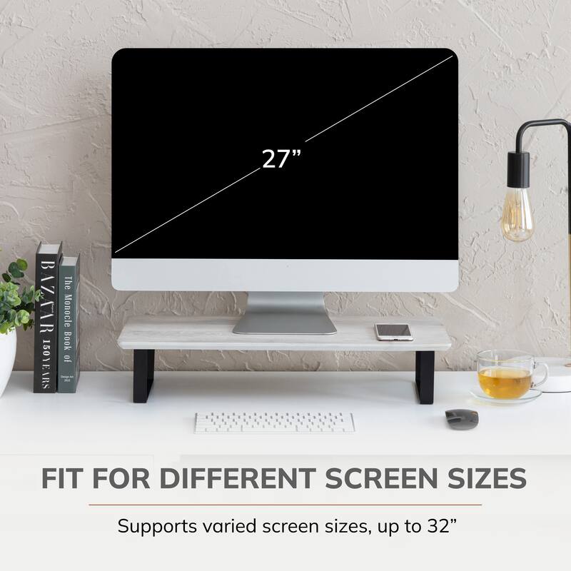 Jani Wood Monitor Stand Riser Desk - Ergonomic Design Stand, Desktop Organizer Table for Home, Office Workspace, Gaming Desk