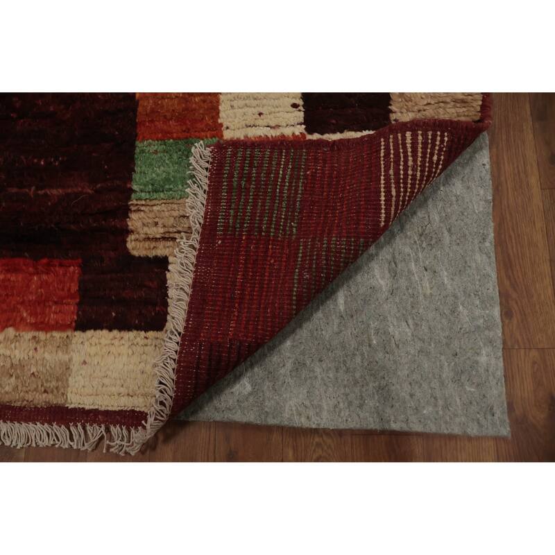 Hand Knotted Oriental 100% Wool Carpet Modern Geometric Red Moroccan Area Rug - 9' 11'' X 7' 0''