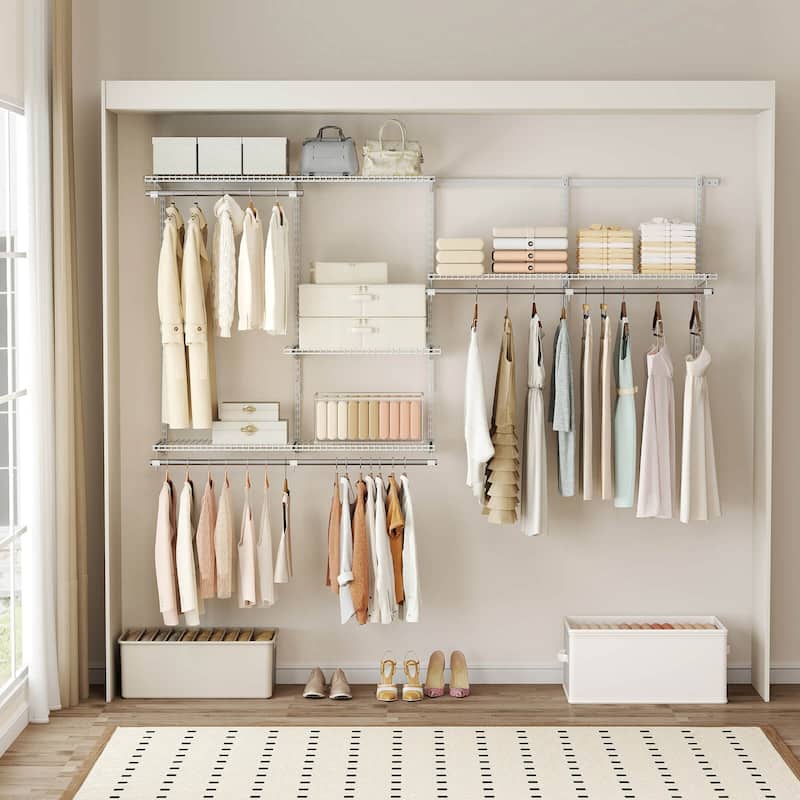 Costway 4-8 FT Wall-Mounted Closet Organizers and Storage System with - See Details