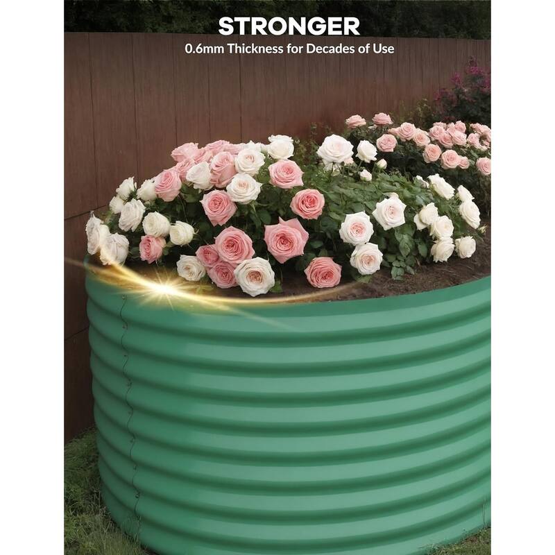 Oval Raised Garden Bed - 0.6mm Resistant Galvanized Steel Planter Box with Tool-Free Assembly,2 PCS