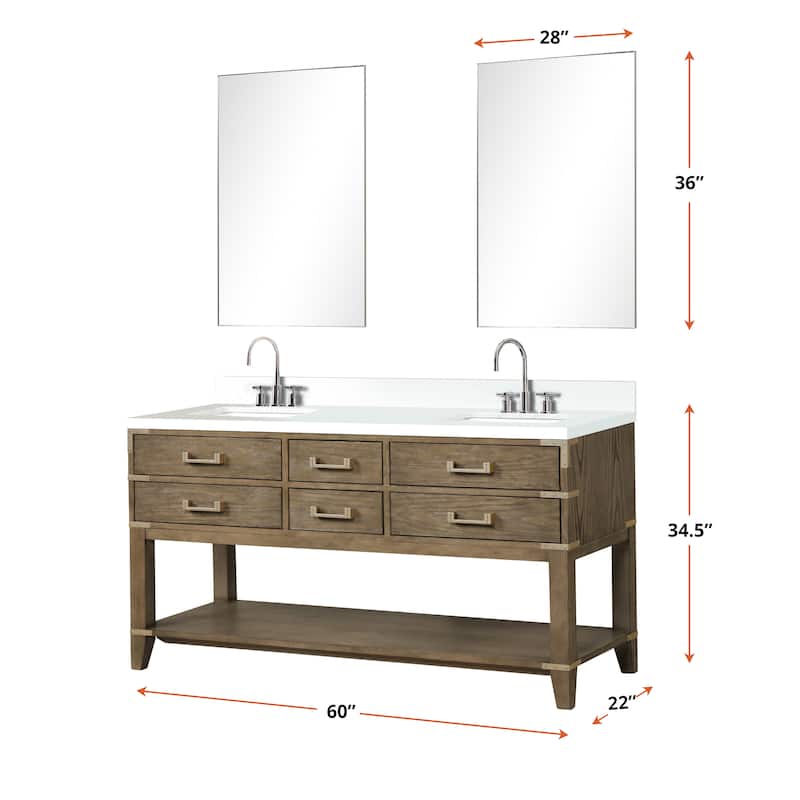 Norwalk 60 in W x 22 in D Black Oak Double Bath Vanity and Cultured Marble Top