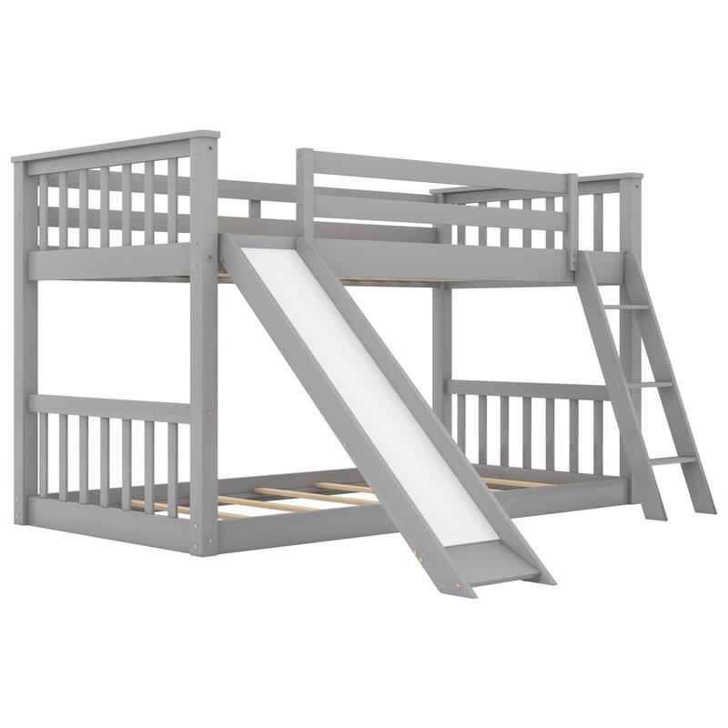 Compact Solid Wood Bunk Bed with Slide