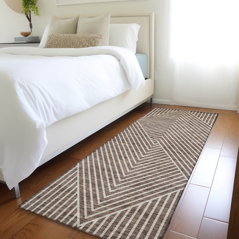 Premium Washable Super Soft Modern Geo Mayfield Rug - Brown - 2'3" x 7'6"