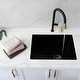 preview thumbnail 1 of 12, STYLISH 25 inches L x 18 inches W Single Bowl Dual Mount Composite Granite Utility Sink 25" x 18" x 12" - Black