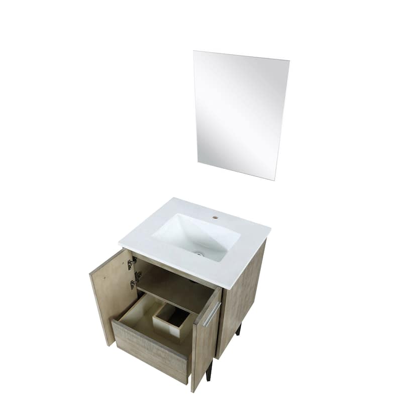 Lancy 24 in W x 20 in D Rustic Acacia Bath Vanity, Cultured Marble Top and 18 in Mirror