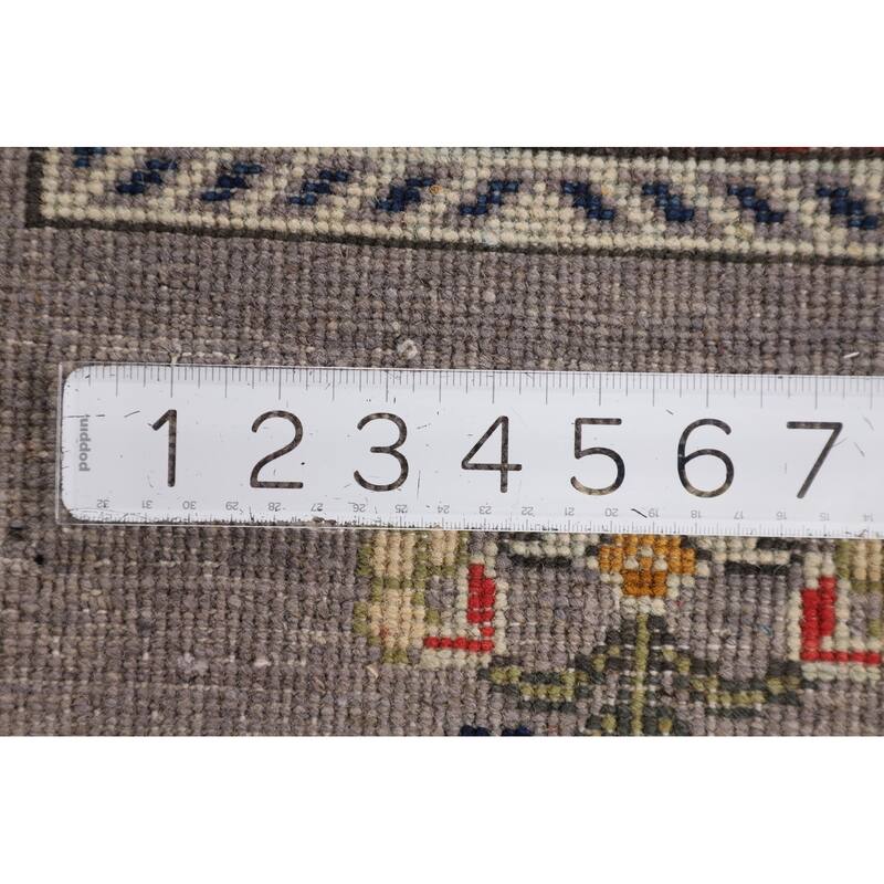 Gray Kazak Accent Rug Handmade Wool Carpet - 2'10" x 4'2"