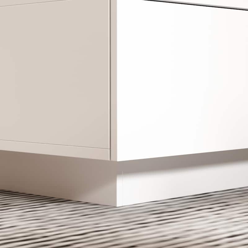 Storage Masterpiece Contemporary White Coffee Table Colorful LED Edge - 55.1"W