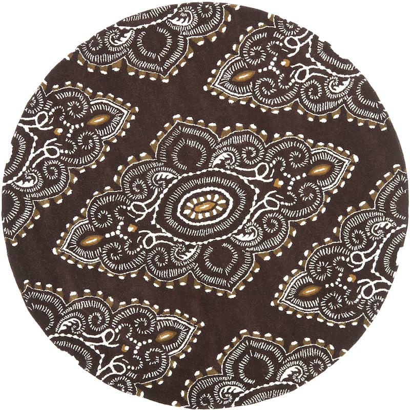 SAFAVIEH Handmade Wyndham Geanina Modern Wool Rug - 7' Round - Brown/Ivory