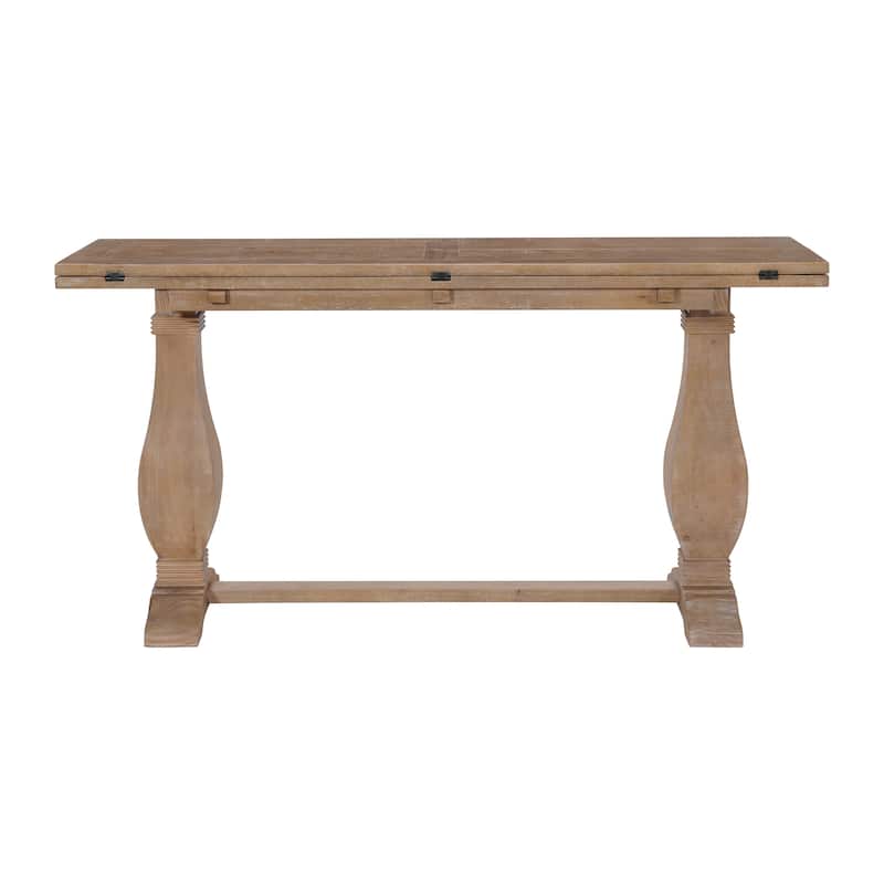 Napa 60" Solid Wood Pedestal Flip-top Sofa Console Table