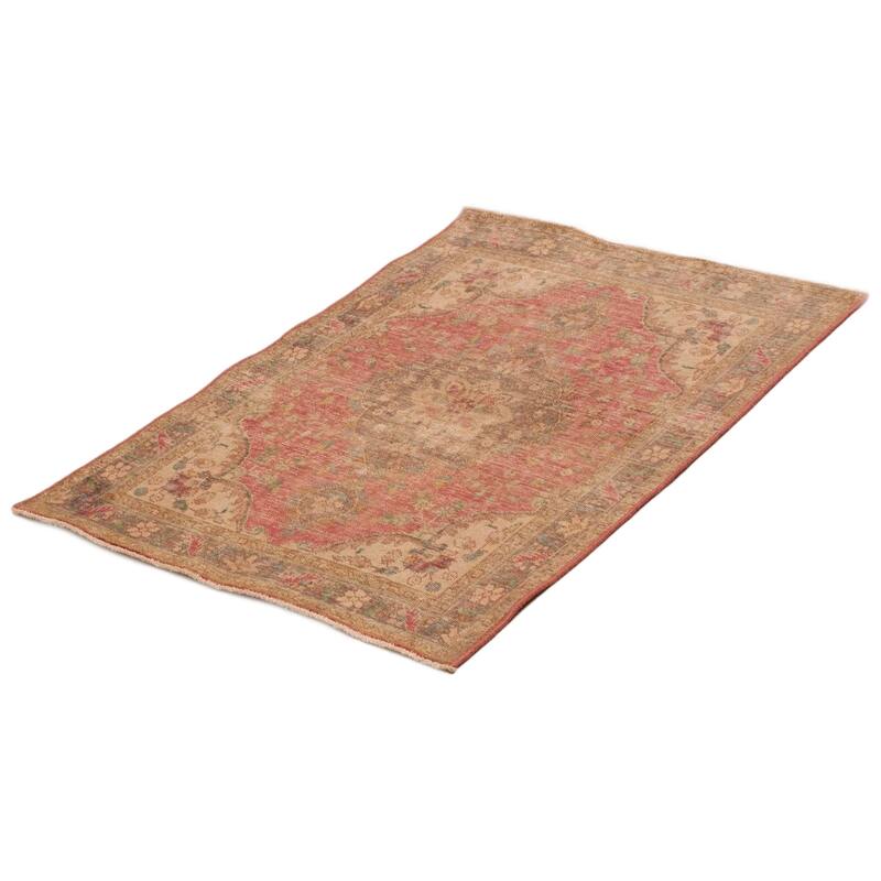 ECARPETGALLERY Hand-knotted Antalya Vintage Red Wool Rug - 3'5 x 4'8