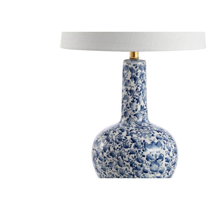 Audrey 30" Ceramic/Iron Classic Cottage LED Table Lamp, Blue/White by JONATHAN Y