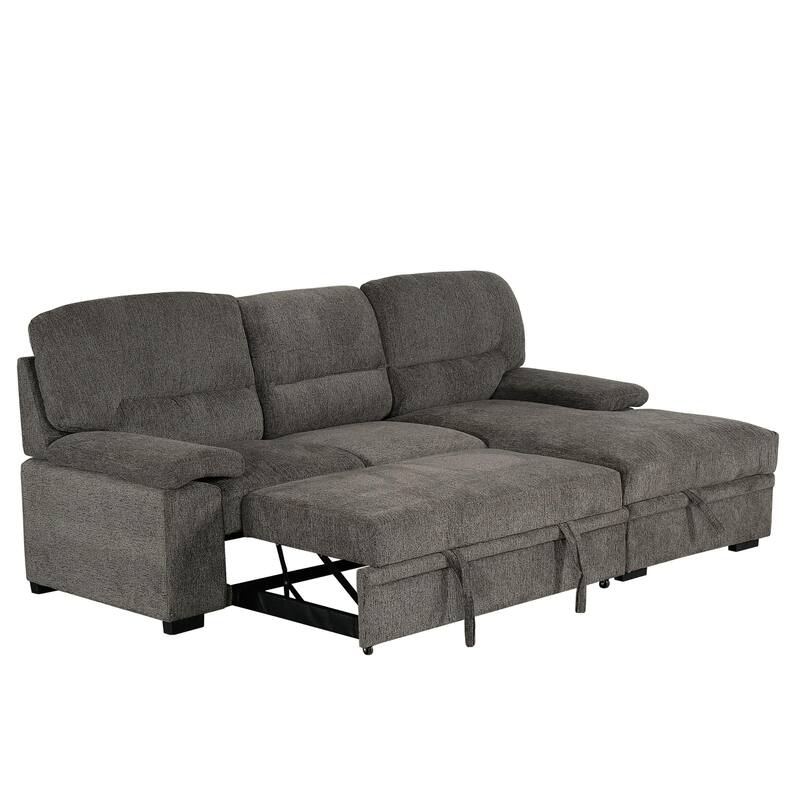 Jordan 93 in. Upholstered Right Facing L-Shaped Sleeper Sectional with Storage