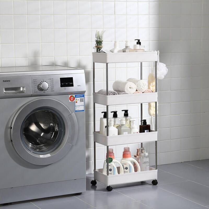 4-Layer Mobile Multi-functional Storage Cart Storage Cabinet - White