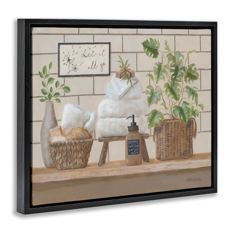 Stupell Comforting Bathroom Spa Still Life Floating Framed Canvas Wall Art, Design by Pam Britton