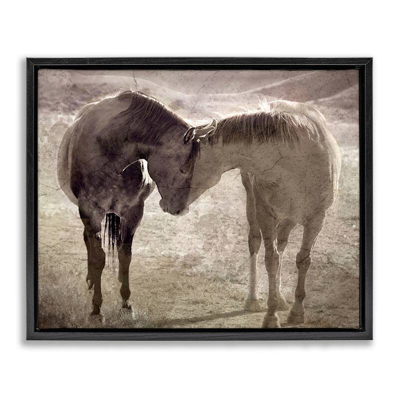 Stupell Muted Horse Pair Hugging Framed Floater Canvas Wall Art Design By Steve Toole - 31 x 25 - Black