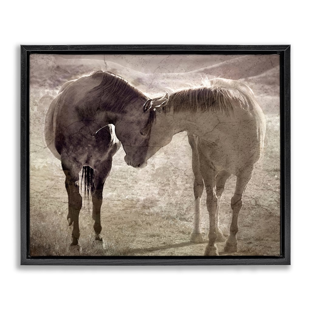 Stupell Muted Horse Pair Hugging Framed Floater Canvas Wall Art Design By Steve Toole