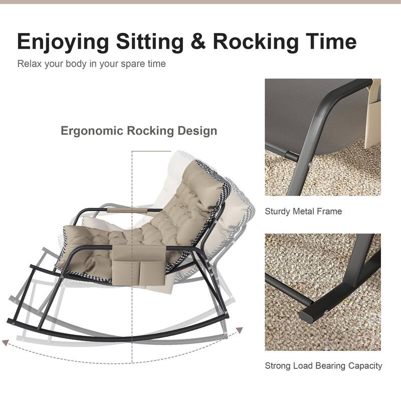 All-Season Comfort Storage Rocking Chair with Cushions & Armrests