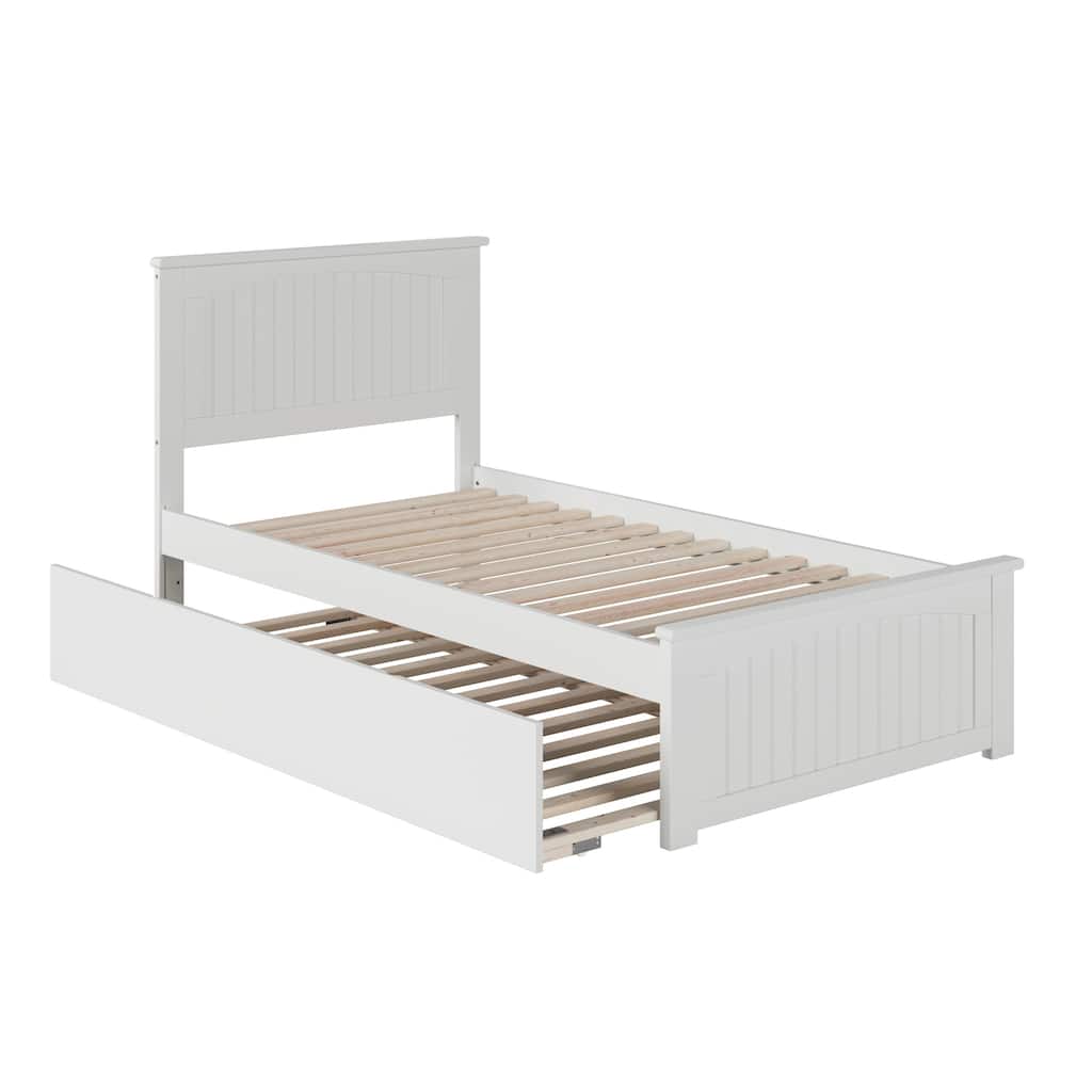 Nantucket Twin XL Solid Wood Platform Bed with Matching Footboard & Twin XL Trundle in White