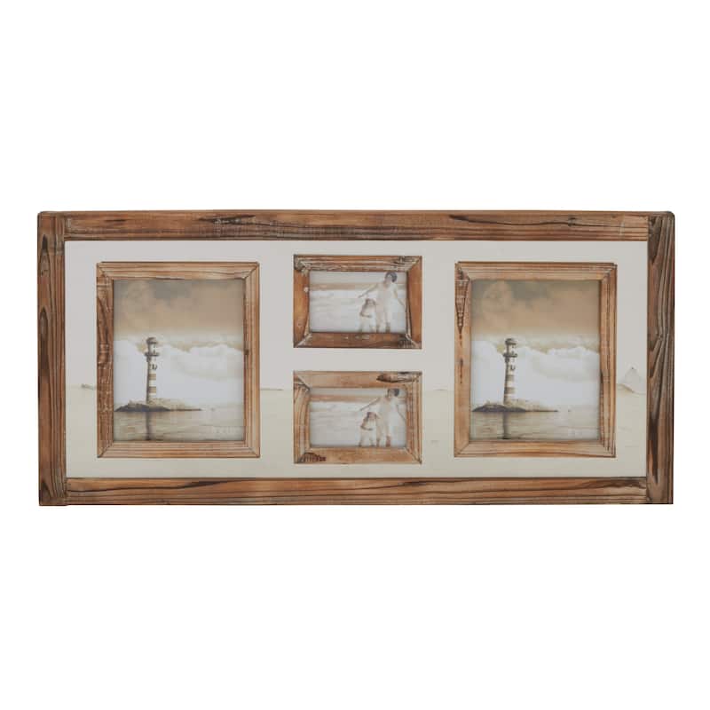 Brown Wood 4 Slot Wall Photo Frame with Wood Frame