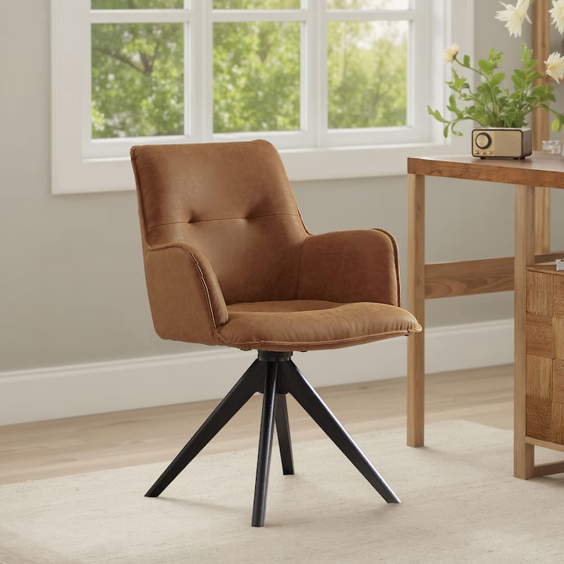 Art Leon Swivel Wood Accent Arm Chair - Brown