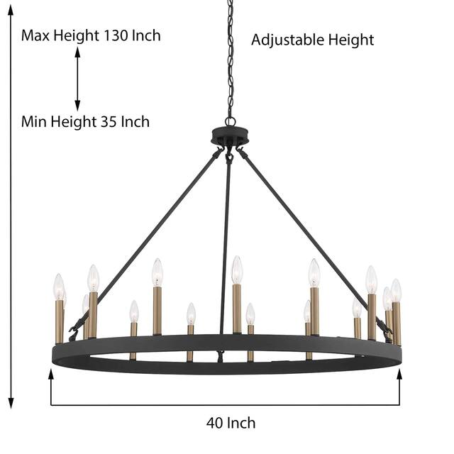 Acroma 15 Light 40 In Modern Farmhouse Wagon Wheel Chandelier-UL