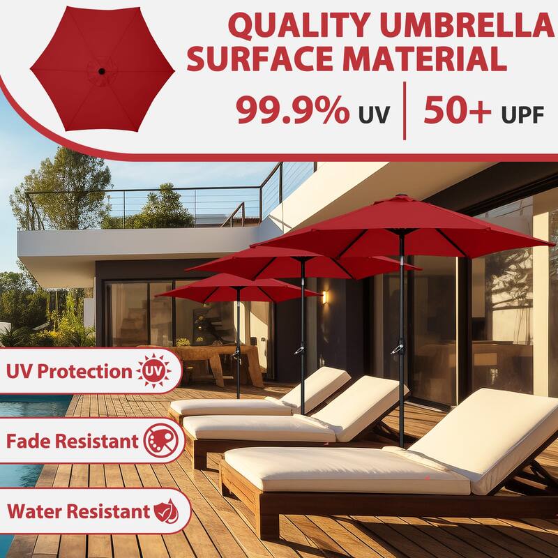 9FT Patio Umbrella with Base Included Outdoor Umbrella with Tilt and Crank