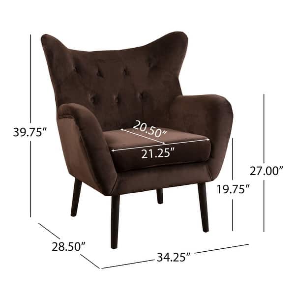 dimension image slide 9 of 10, Alyssa Mid-century Upholstered Arm Chair by Christopher Knight Home - 30.25"D x 34.25"W x 39.75"H