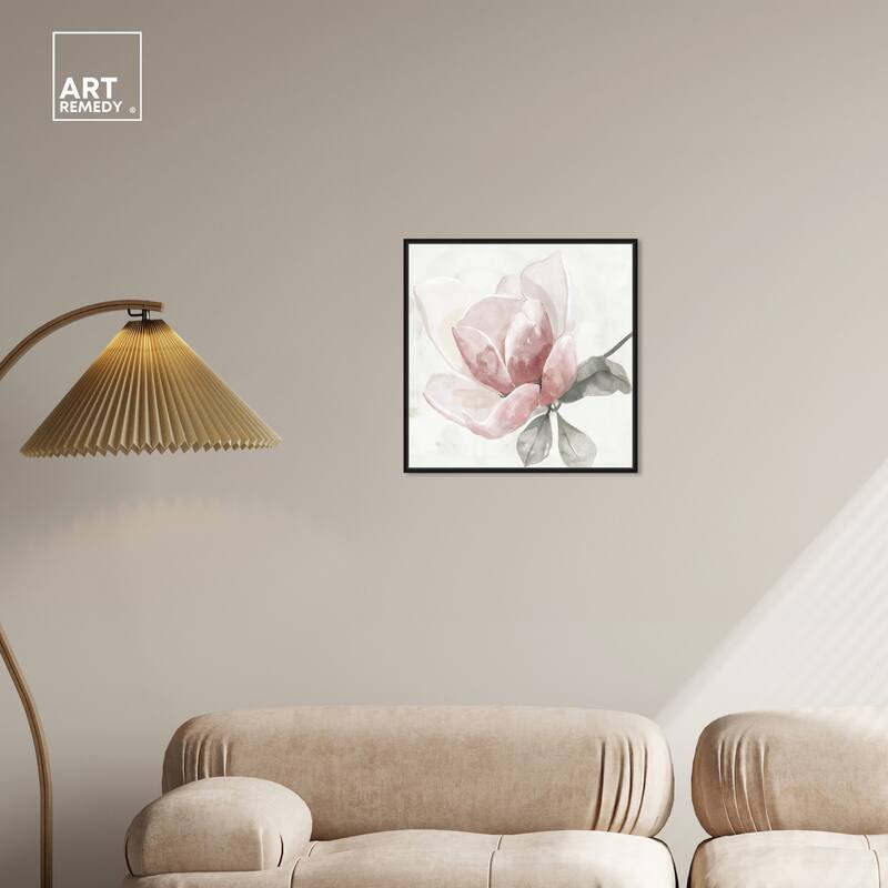 Art Remedy Faded Blush Rose Framed Floral Fine 1 Piece Canvas Wall Art