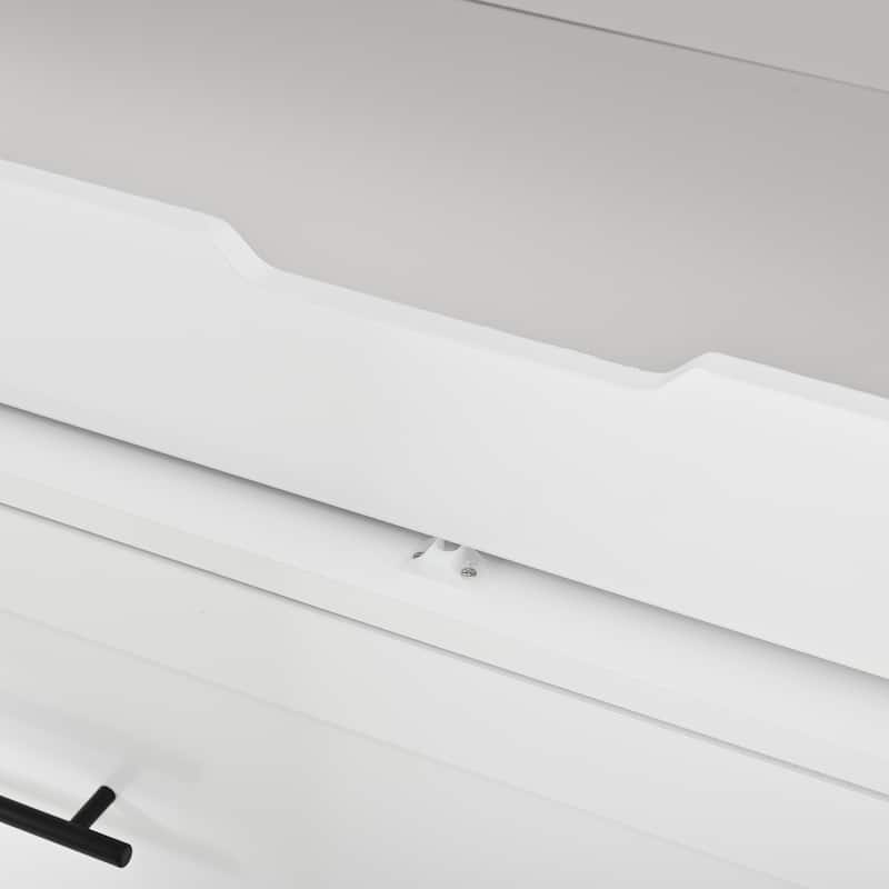 Farmhouse Kitchen Pantry, 40"W - 4-Door Freestanding Cabinet with Pull-Out Trays, Drawers & Pan Storag