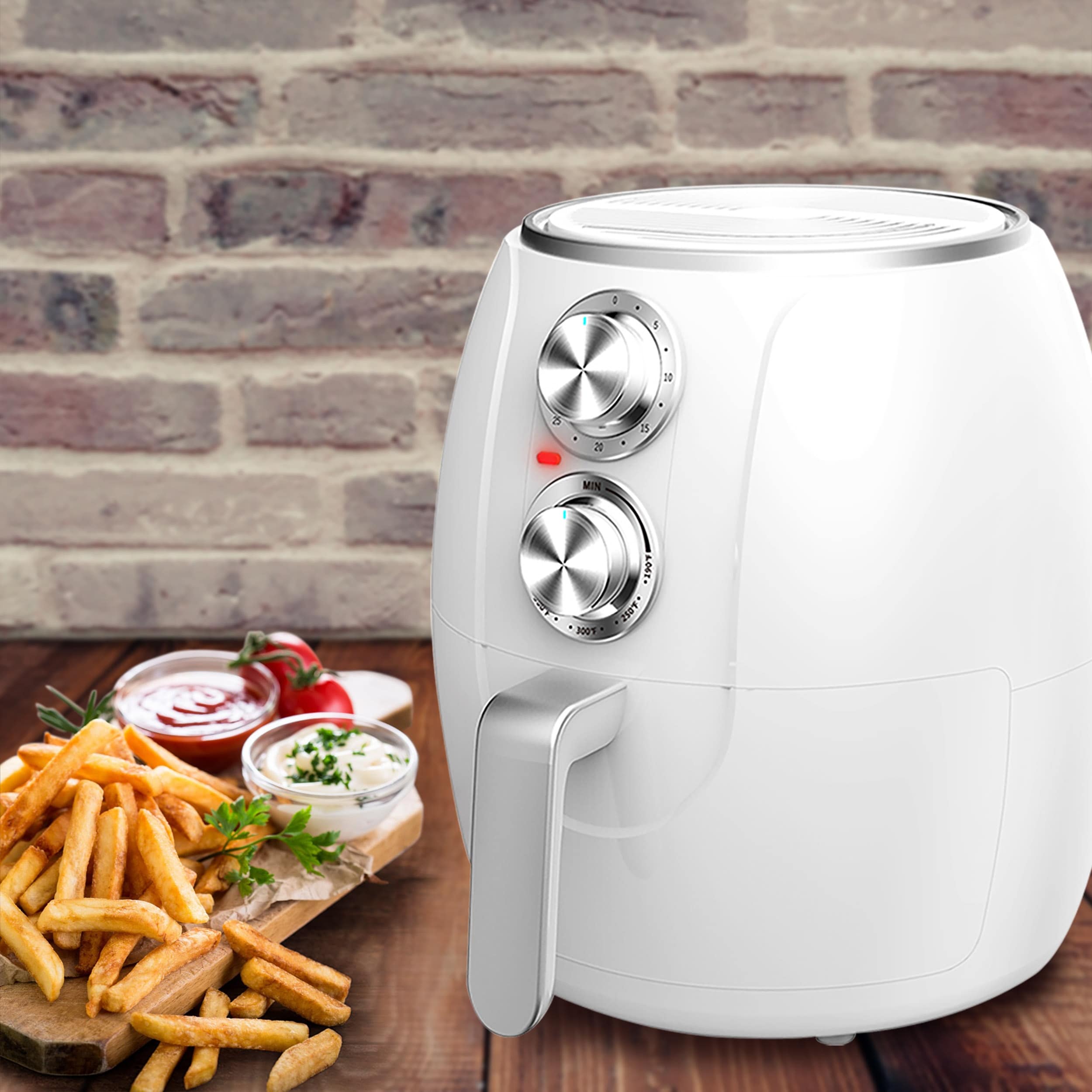 Brentwood 2 qt. White Small Electric Air Fryer with Timer and Temp