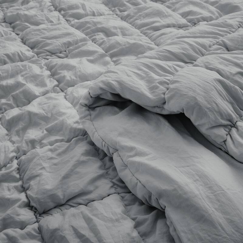 Puff Quilting Comforter Set with Pillowcases, Modern All Season Puffy Bedding Set