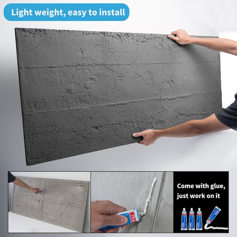 Art3d Cement Texture 3D Wall Panels,PU Wall Panels for Interior Wall Decor, 24'' x 48'', 4pcs