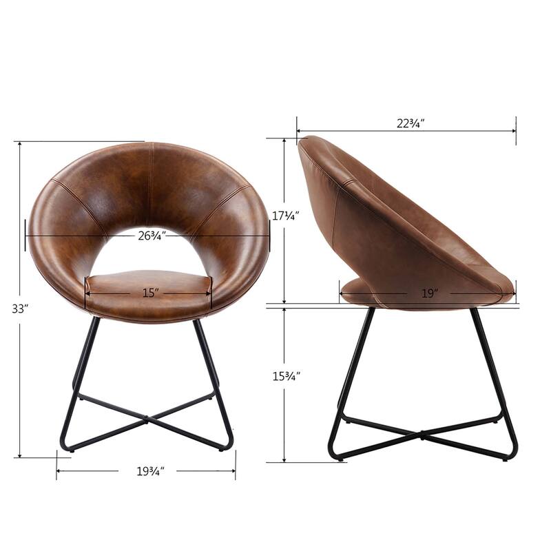 Modern Faux Leather Upholstered Accent Chair Vanity Leisure Chair
