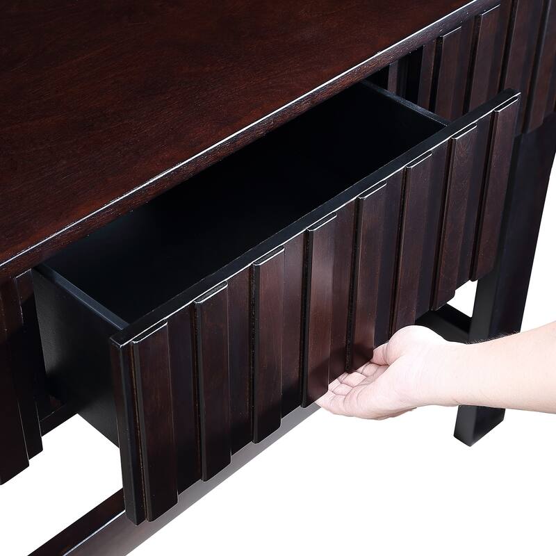 Rustic Sofa Table Console Table with Storage Drawers, Espresso Entryway Table Foyer Table Hallway Table