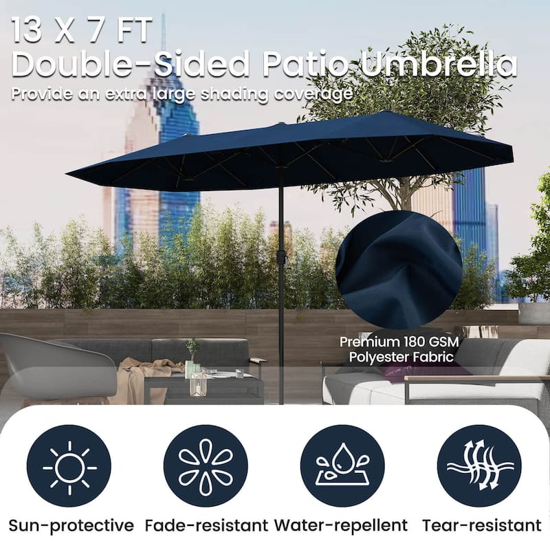 Costway 13 FT Large Patio Umbrella Outdoor Double-Sided Table Market - See Details