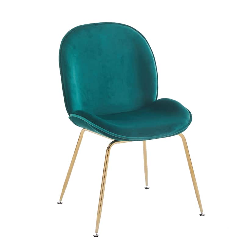 Porthos Home Otis Dining Chair, Suede Upholstery, Gold Legs, Armless - Green